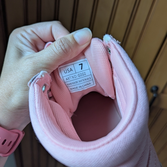 Women's Pink Canvas High-Top Sneakers - Picture 7 of 7